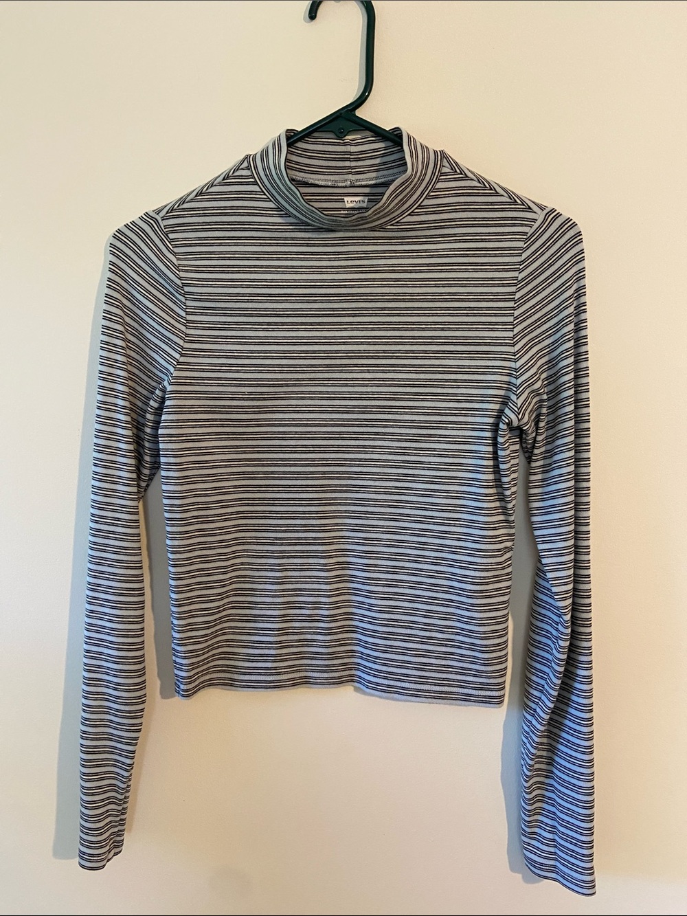 Levi's Gray & Black Striped Mock Neck Long Sleeve Top